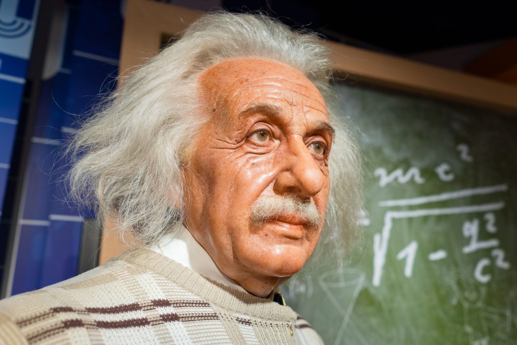 56689252 - bangkok, thailand - circa august, 2015: wax figure of the famous scientist, albert einstein from madame tussauds, siam discovery, bangkok